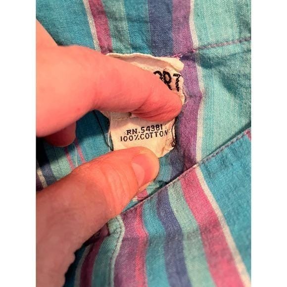 Vintage Plaid Cotton Dress Blue Purple Pink Plaid Puff sleeves Tie back Sz 8 - Picture 11 of 12